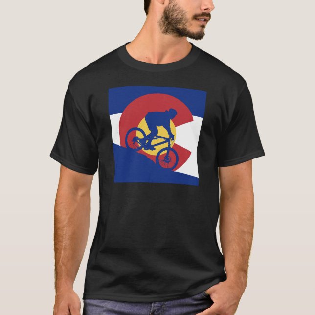 Camiseta Montaña Biking la bandera de Colorado (Anverso)