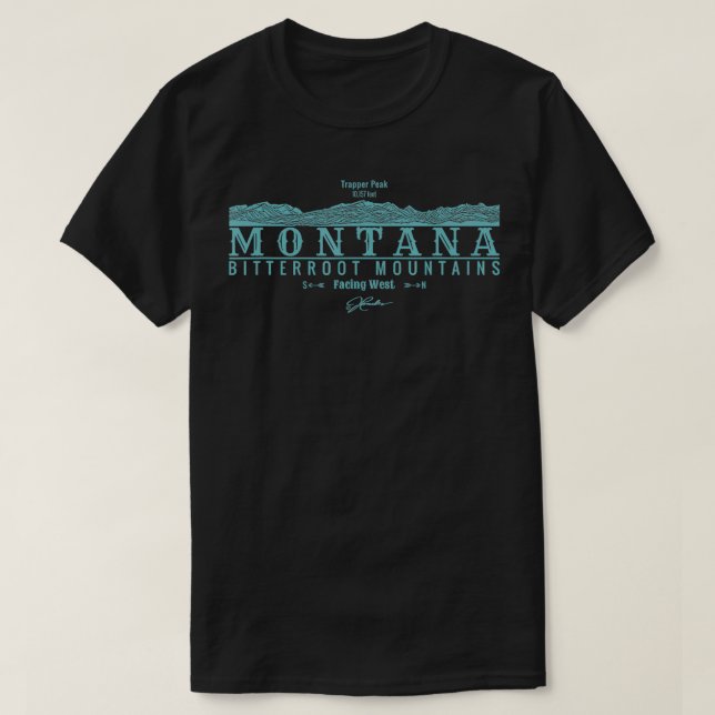 Camiseta Montana Bitterroot Mtns Trapper Peak (Diseño del anverso)
