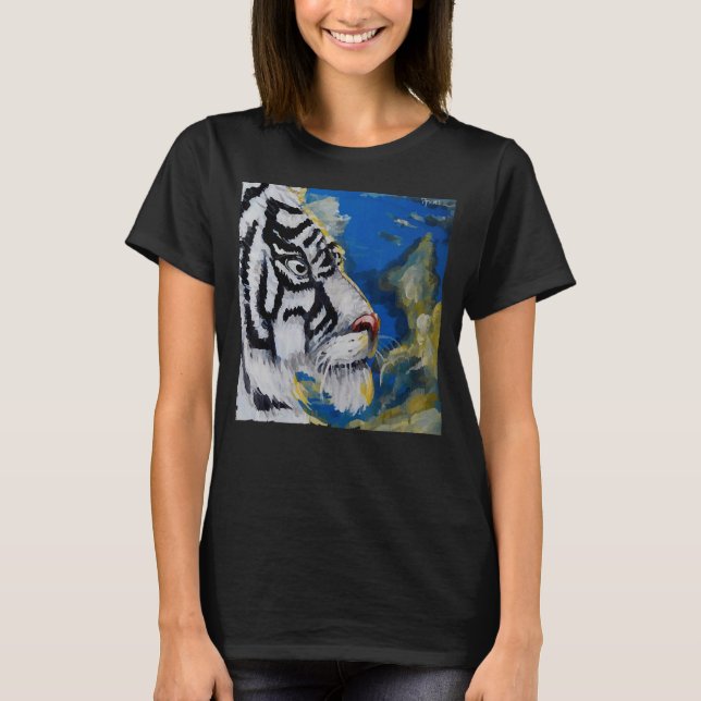 Camiseta Montaña blanca de los tigres de animales salvajes (Anverso)