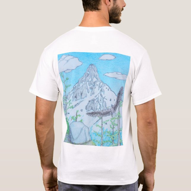 Camiseta Montaña con Cima Nevada & Águila (Reverso)