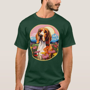 Camiseta Montaña Coonhound Mountain Flower Cute Perro color