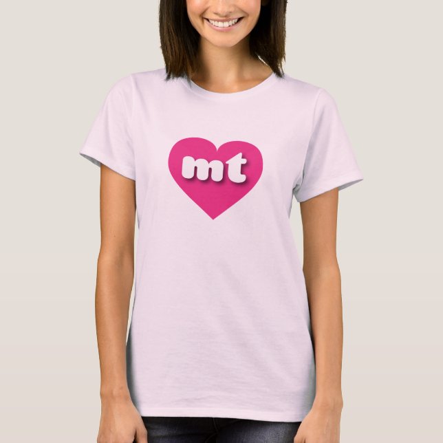 Camiseta Montana corazón rosado caliente - Me encanta. (Anverso)