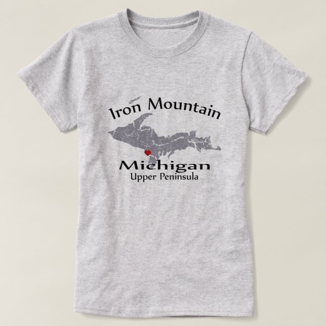 Camiseta Montaña de hierro Michigan Mapa del corazón Damas  (Diseño del anverso)