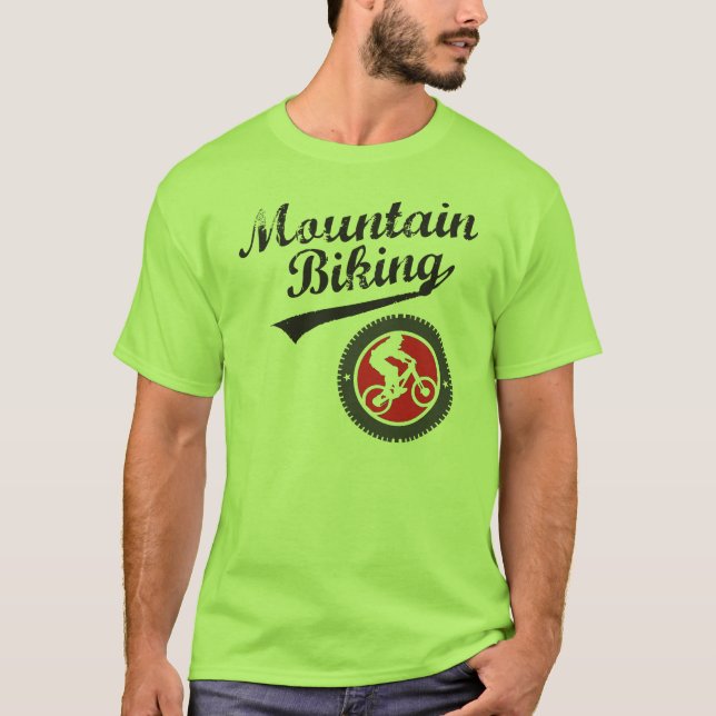 Camiseta Montaña de MTB Biking el gráfico retro, el negro y (Anverso)