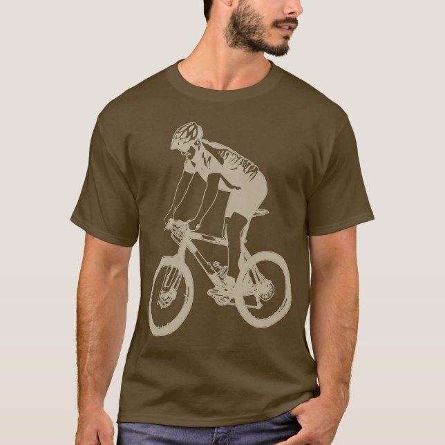 Camiseta Montaña de MTB Biking la silueta a solas, diseño (Anverso)