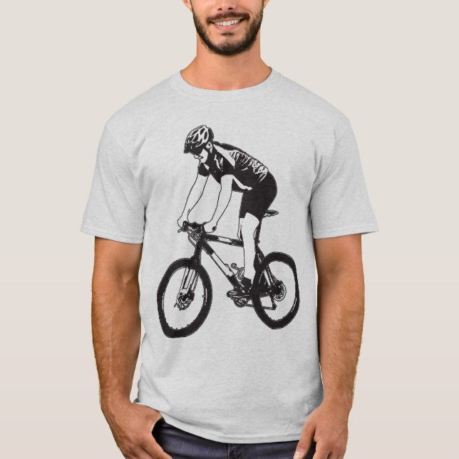 Camiseta Montaña de MTB Biking la silueta a solas, diseño (Anverso)