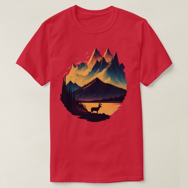 Camiseta Montaña de sol de ballena blanca (Diseño del anverso)