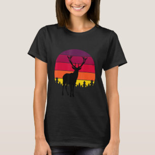 Camiseta Montana Deer Hunter Sunset Vintage Retro Caza