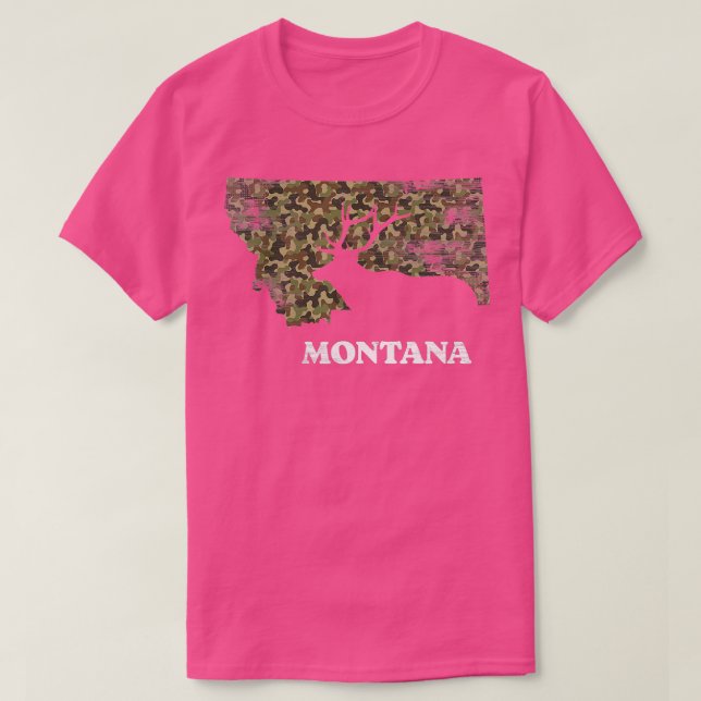 Camiseta Montana Elk Deer Hundiendo Camuflaje Montana Hunte (Diseño del anverso)