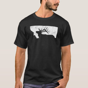Camiseta Montana Elk Hunting Bull Elk Forma de estado MT