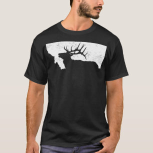 Camiseta Montana Elk Hunting Bull Elk Forma de estado MT