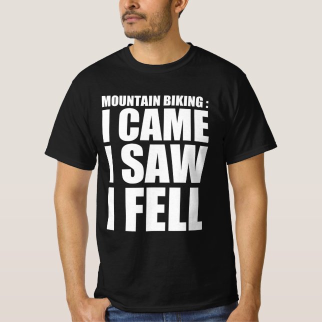 Camiseta Montaña en bicicleta: vine, vi, caí (Anverso)