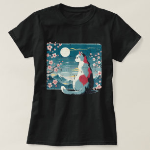 Camiseta Montaña gata japonesa Sakura Cherry Blossom
