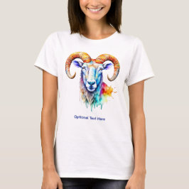 Camiseta Montaña Goat Ram Multicolor Paint Drin Watercolor