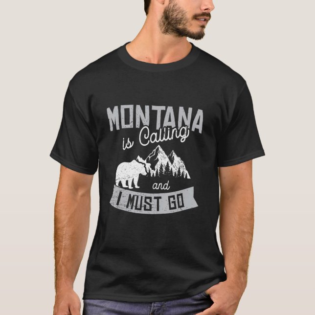 Camiseta Montana Is Calling & I Must Go Bear Mountains Vint (Anverso)