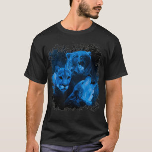 Camiseta Montaña Leon Brown Bear Wolf Howling Animal salvaj
