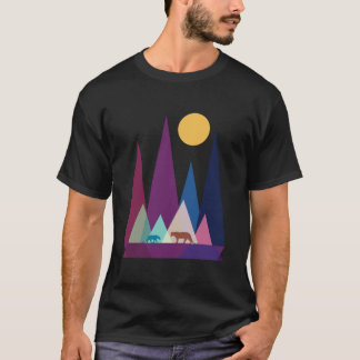 Camiseta montaña minimalista y tigre