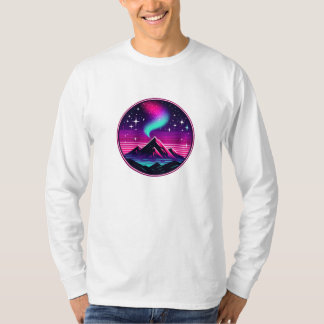 Camiseta Montaña Neon bajo cielo estrellado - Noche futuris