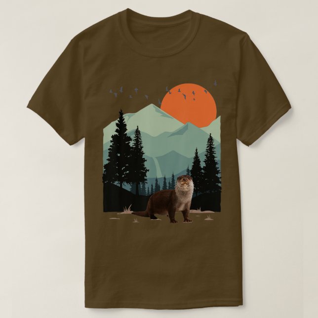 Camiseta Montaña Paisaje Adventure Sunset Pine Tree Sea (Diseño del anverso)