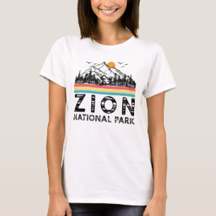 Camiseta Montaña retra de Utah del parque nacional de Zion