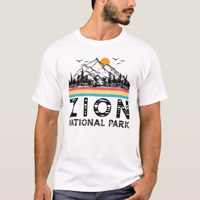 Camiseta Montaña retra de Utah del parque nacional de Zion (Anverso)