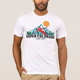 Camiseta Montaña Retro Aspen, Esquí de Colorado