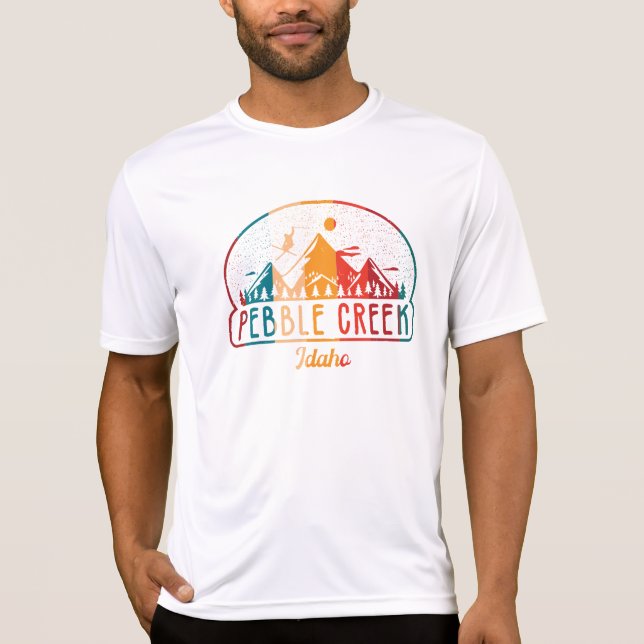 Camiseta Montaña Retro de Creek Pebble, Idaho 80 (Anverso)