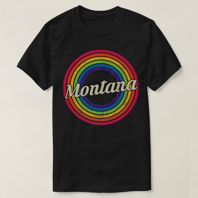 Camiseta Montana Retro Estilo Arcoiris Faded (Diseño del anverso)