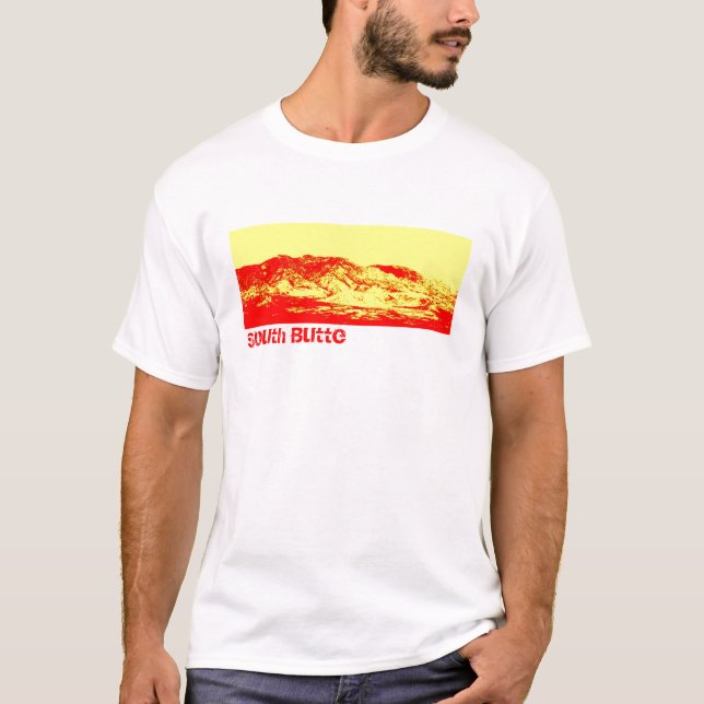 Camiseta Montaña roja T de la mota del sur (Anverso)