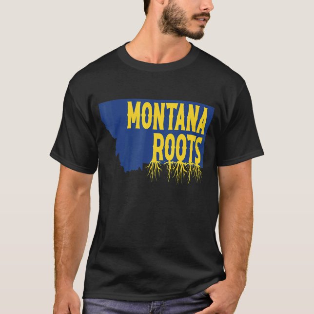 Camiseta Montana Roots en Montana State Map Silhouette (Anverso)