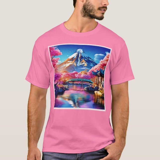 Camiseta Montaña Sakura: Escena de primavera (Anverso)