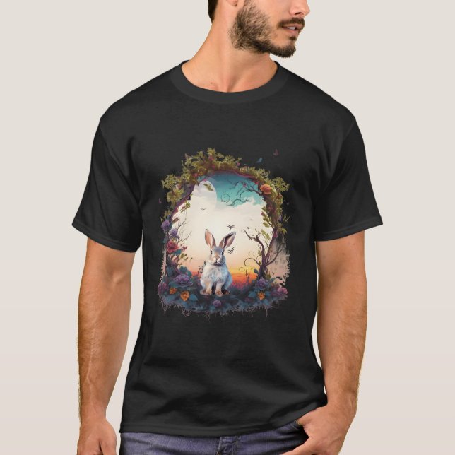 Camiseta Montaña Woodland Animales Conejo Naturaleza Floral (Anverso)