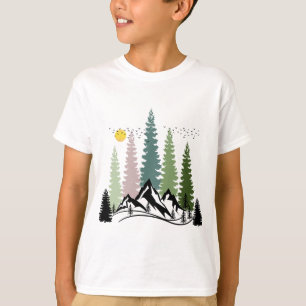 CAMISETA MONTAÑA Y ÁRBOLES NATURALEZA TRANQUILA