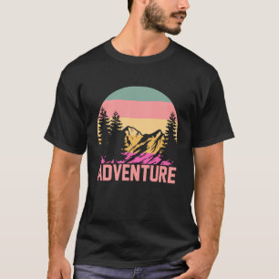 Camiseta Montaña y lago Adventure Retro Sunset Forest ex