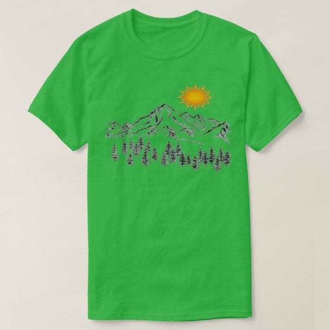 Camiseta montaña y sol (Diseño del anverso)