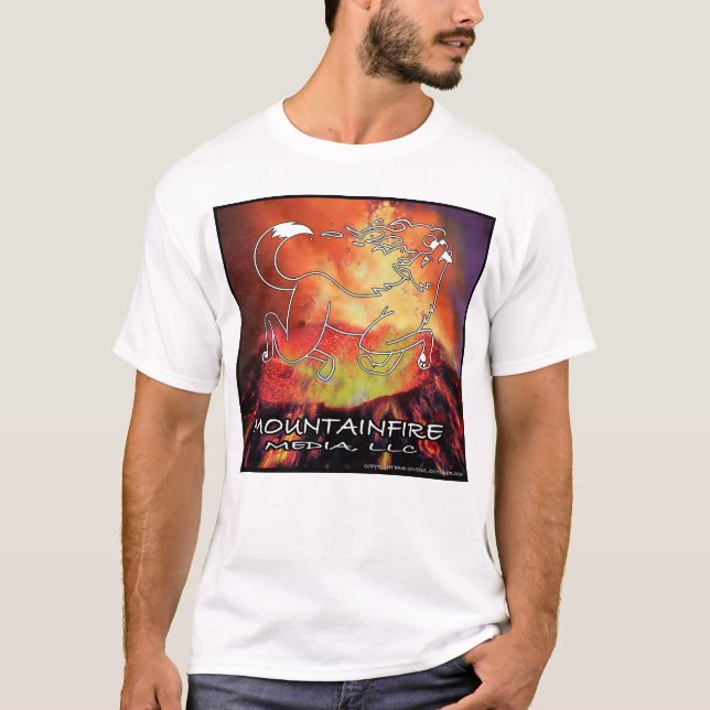 Camiseta MontañaFire Coyote saltando sobre el blanco del vo (Anverso)