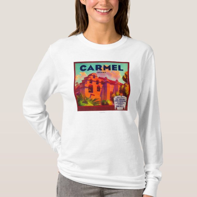 Camiseta Montañas anaranjadas de Carmel LabelEast, CA (Anverso)