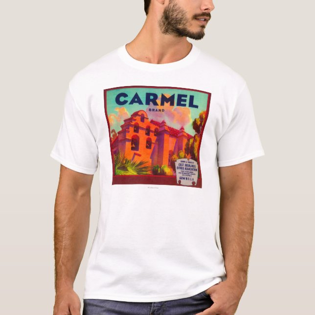 Camiseta Montañas anaranjadas de Carmel LabelEast, CA (Anverso)