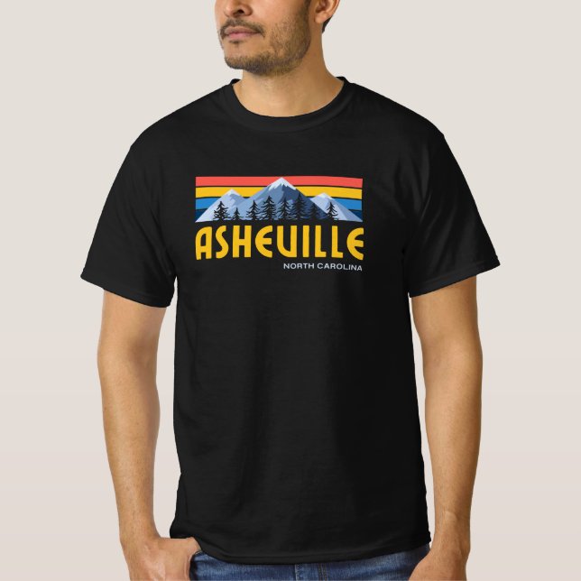 Camiseta Montañas Asheville Retro Vintage (Anverso)