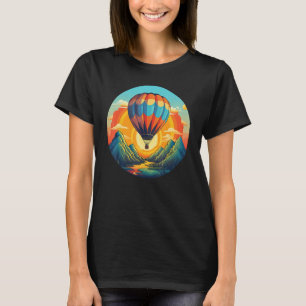 Camiseta Montañas aventuras al atardecer con globo de aire 