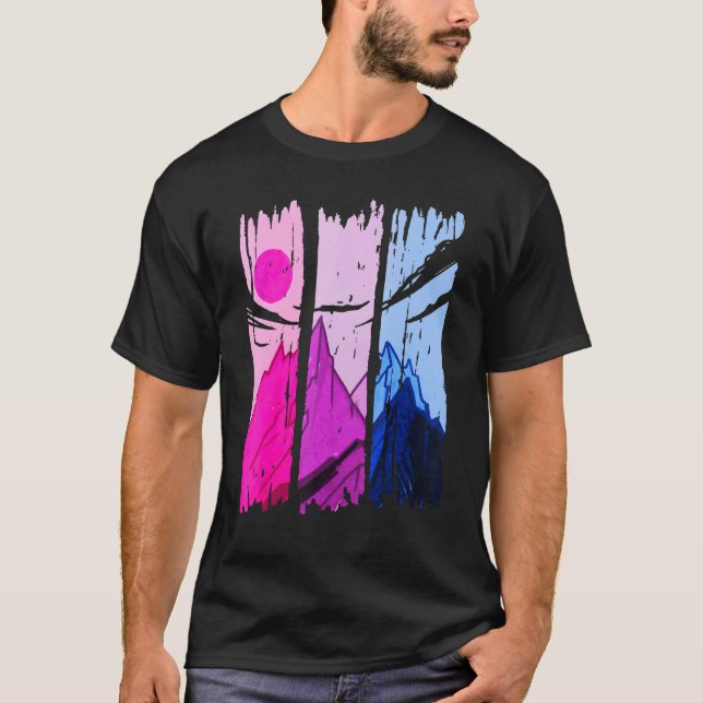 Camiseta Montañas Bisexual Sutil Orgullo Bi (Anverso)