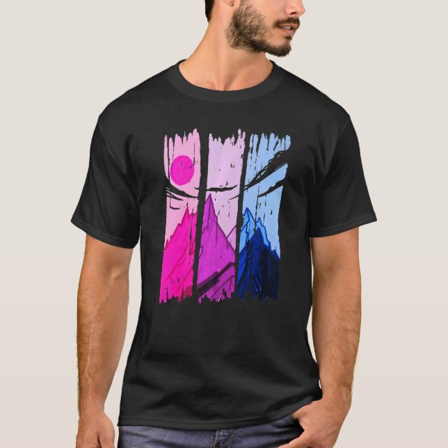 Camiseta Montañas Bisexual Sutil Orgullo Bi (Anverso)