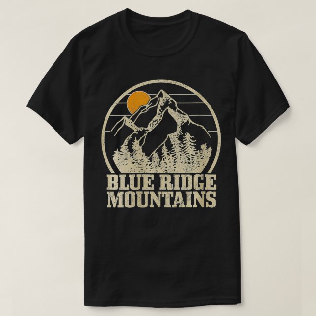 Camiseta Montañas Blue Ridge Womens Senderismo de época (Diseño del anverso)
