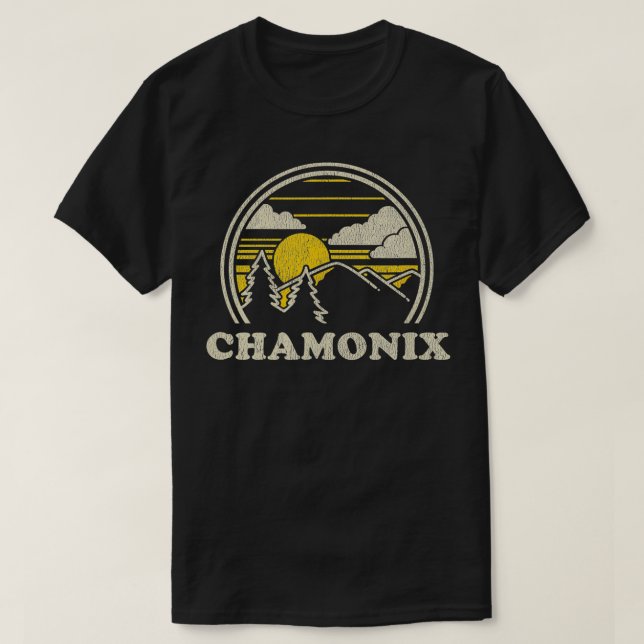 Camiseta Montañas Chamonix France de senderismo de época (Diseño del anverso)