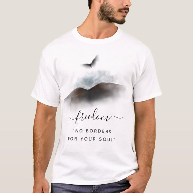 Camiseta Montañas de águila acuarela de la libertad (Anverso)