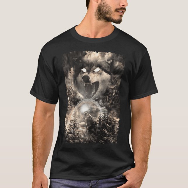Camiseta Montañas de animales de la Selva Wolf Moon (Anverso)