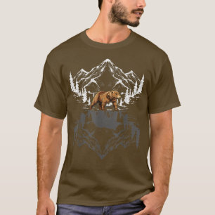 Camiseta Montañas de árboles forestales con reflexión anima