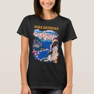 Camiseta Montañas de Boka Kotorska Viaje Retro Azul