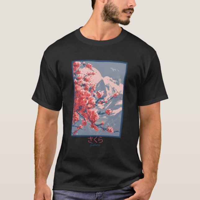 Camiseta Montañas de Cherry Blossom Sakura (Anverso)