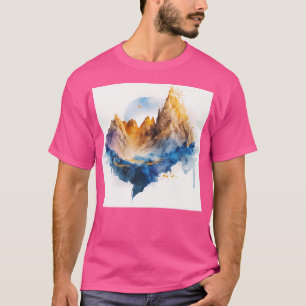 Camiseta Montañas De Color Marrón-Naranja Y Azul Naval